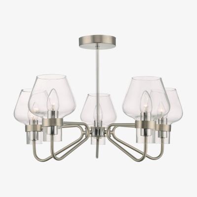 Knees dar lighting KET5446 Keta 5 Light Semi Flush Satin Chrome and Polished Chrome