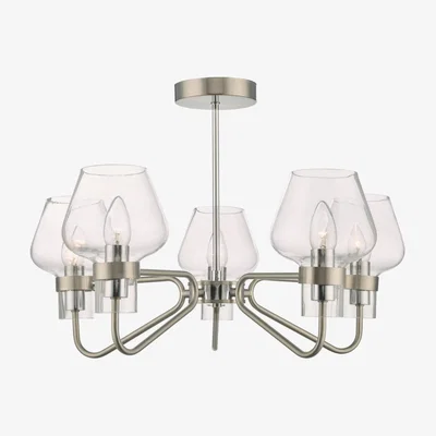 Knees dar lighting KET5446 Keta 5 Light Semi Flush Satin Chrome and Polished Chrome