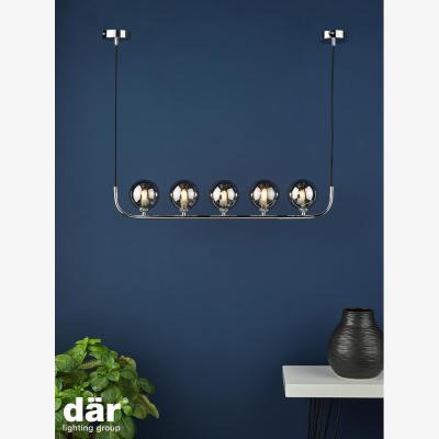 Knees dar lighting Cra0550-01 Cradle 5 Light Bar Pendant Polished Chrome Smoked Glass