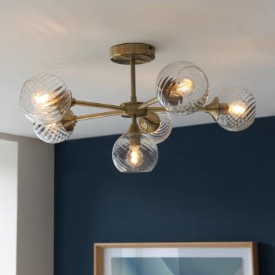 Knees Allegra 6 Ceiling Light - Antique Brass