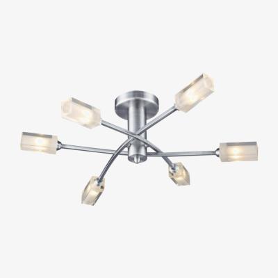 Knees dar lighting MOR6446 Morgan 6 Light Semi Flush Satin Chrome
