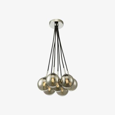 Knees dar lighting Elp342-01 Elpis 7 Light Cluster Pendant Polished Chrome Smoked Glass