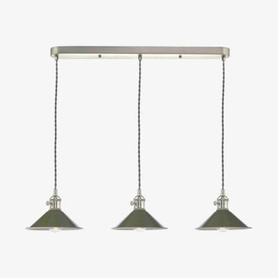 Knees dar lighting Had3661-07 Hadano 3 Light Antique Chrome Suspension With Olive Green Shades