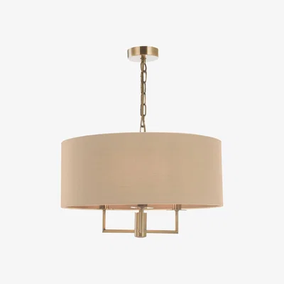 Knees dar lighting Jam0301 Jamelia 3 Light Shadelier Antique Brass Taupe Shade