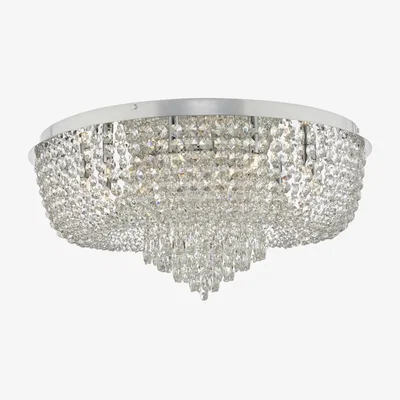 Knees dar lighting EIT4808 Eitan 12 Light Beaded Flush Clear and Polished Chrome