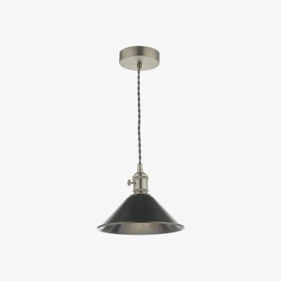 Knees dar lighting Had0161-02 Hadano 1 Light Pendant Antique Chrome With Antique Pewter Shade