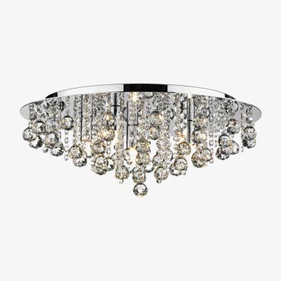 Knees Dar Lighting PLU5450 Pluto 5 Light Flush Polished Chrome Crystal Glass Droppers