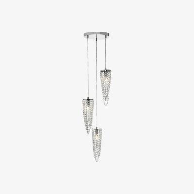 Knees dar lighting Nua0350 Nuala 3 Light Cluster Pendant Polished Chrome and Crystal