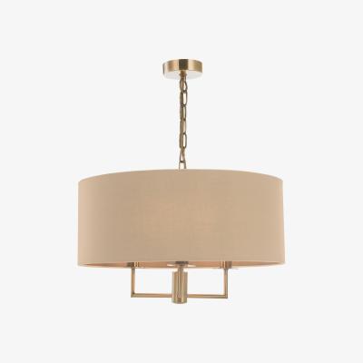Knees dar lighting Jam0301 Jamelia 3 Light Shadelier Antique Brass Taupe Shade