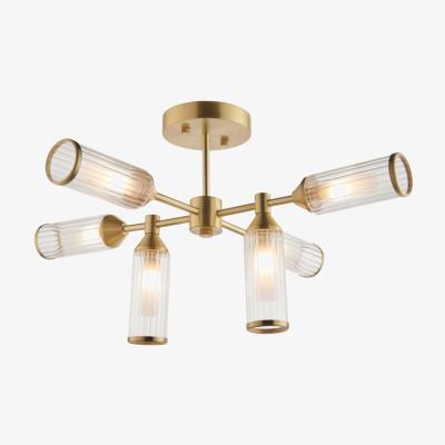 Knees Bancroft 6 Light Semi Flush Ceiling Light - Brushed Brass