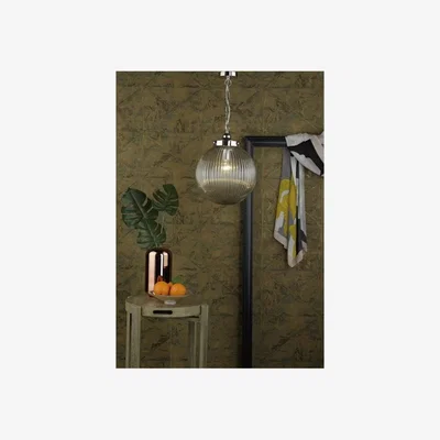Knees dar lighting Tam0138 Tamara 1 Light Pendant Satin Nickel and Ribbed Glass