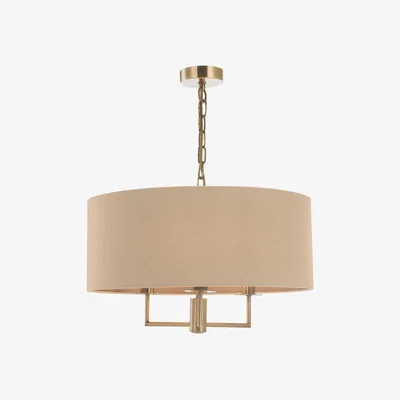 Knees dar lighting Jam0301 Jamelia 3 Light Shadelier Antique Brass Taupe Shade