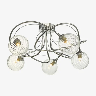 Knees dar lighting Ona5450-03 Onawa 5 Light Semi Flush Polished Chrome With Twisted Closed Glass