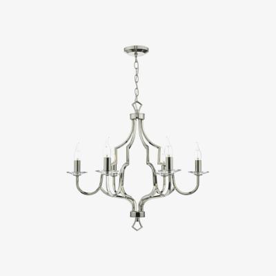Knees dar lighting Ner0638 Nerva 6 Light Pendant Polished Nickel and Crystal