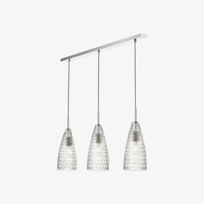 Knees dar lighting ZUK0308 Zuka 3 Light Bar Pendant Polished Chrome and Textured Glass