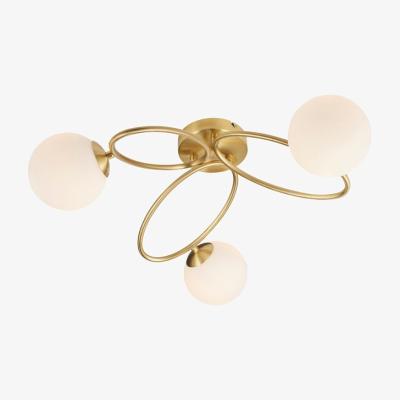 Knees Esquina 3 Light Semi Flush Ceiling Light - Brass