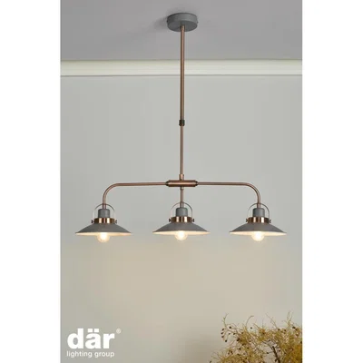 Knees dar lighting Lid0339 Liden 3 Light Bar Pendant Graphite Copper