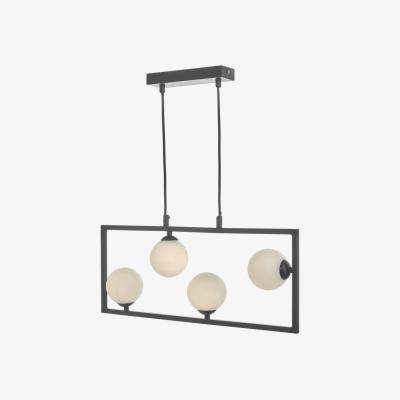 Knees dar lighting Ens0422 Ensio 4 Light Pendant Matt Black and Opal Glass