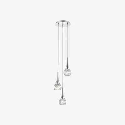 Knees dar lighting Lya0350 Lyall 3 Light Spiral Polished Chrome and Decorative Glass
