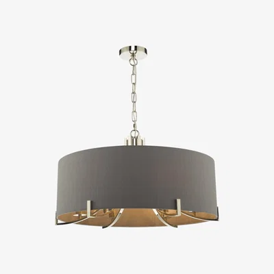 Knees dar lighting Vey0639 Veyron 6 Light Pendant Polished Nickel With Grey Shade