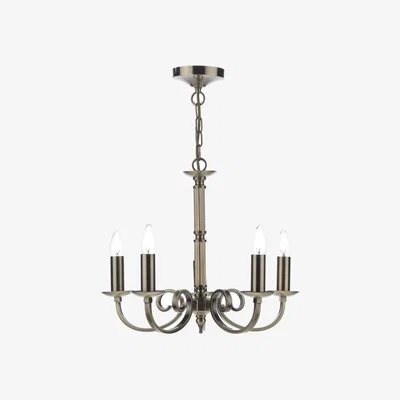 Knees dar lighting Mur0575 Murray 5 Light Dual Mount Pendant Antique Brass
