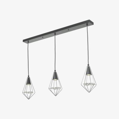 Knees dar lighting Gia0350 Gianni 3 Light Pendant Black Polished Chrome and Glass