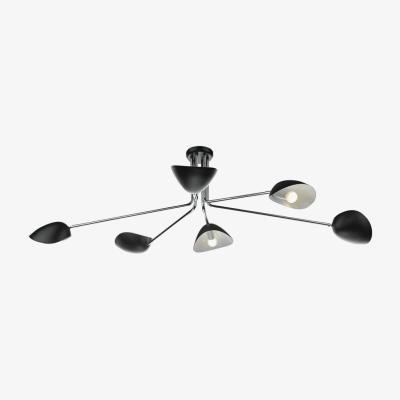 Knees Dar Lighting KRU6422 Krug 6 Light Semi Flush Black and Polished Chrome