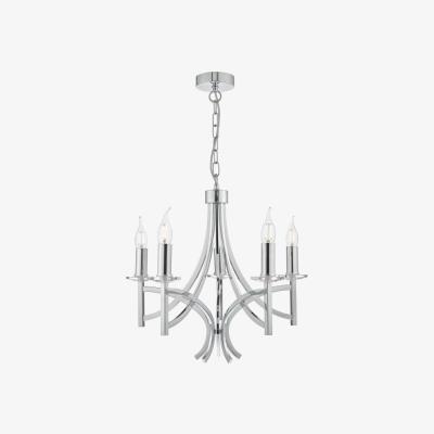 Knees dar lighting LYO0550 Lyon 5 Light Pendant Polished Chrome And Crystal