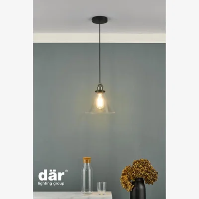 Knees dar lighting Ray0138 Ray 1 Light Single Pendant Antique Nickel Clear Glass