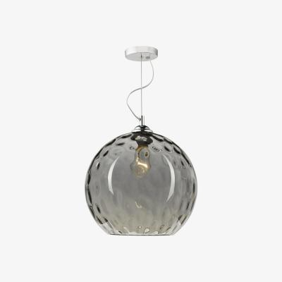 Knees Dar Lighting AUL0110 Aulax 1 Light Pendant Silver Smoked Glass With Dimple Effect