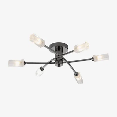 Knees dar lighting MOR6467 Morgan 6 Light Semi Flush Black Chrome