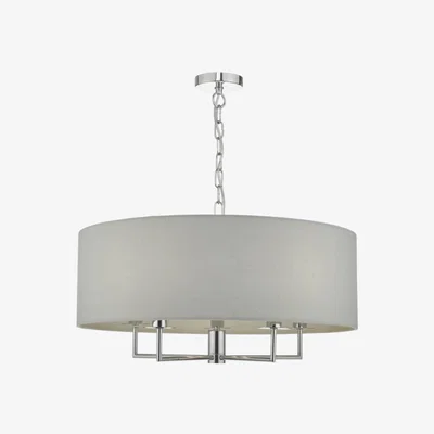 Knees Dar Lighting JAM0539 Jamelia 5 Light Pendant Polished Chrome and Grey