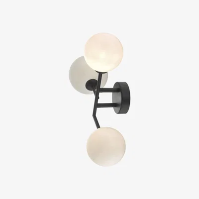 Knees dar lighting EUA3022 Euan 3 Light Wall/Ceiling Light Black and Opal Glass