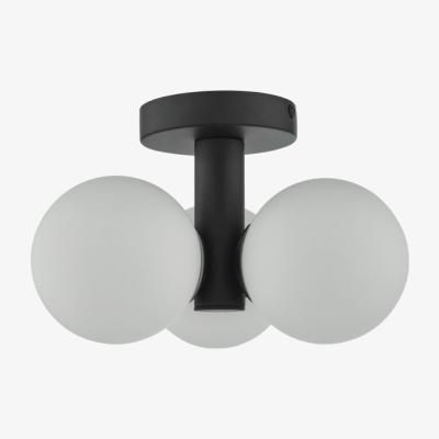 Knees dar lighting BLA5322 Blake 3 Light Semi Flush Matt Black Opal Glass