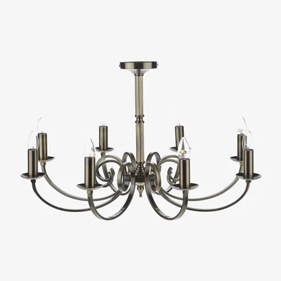 Knees dar lighting Mur0875 Murray 8 Light Dual Mount Pendant Antique Brass