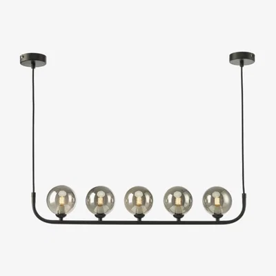 Knees dar lighting Cra0522-01 Cradle 5 Light Bar Pendant Matt Black With Smoked Glass