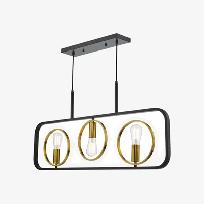 Knees dar lighting Ryo0354 Ryota 3 Light Bar Pendant Satin Black Antique Gold