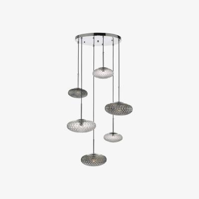 Knees dar lighting Bib6450 Bibiana 6 Light Cluster Pendant Clear And Smoked Textured Glass Polished Chrome