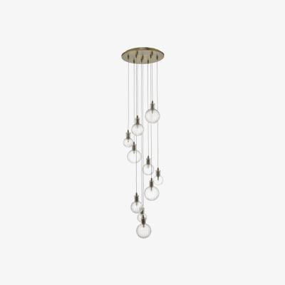 Knees Dar Lighting DIT2342 Dita 10 Light Cluster Pendant Brass and Glass