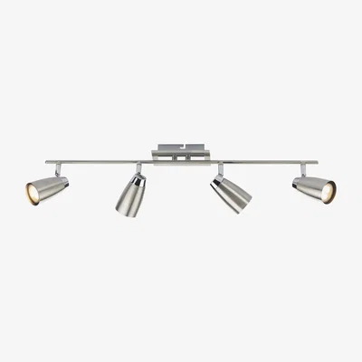 Knees dar lighting LOF8446 Loft 4 Light Low Energy Bar Satin Chrome And Polished Chrome