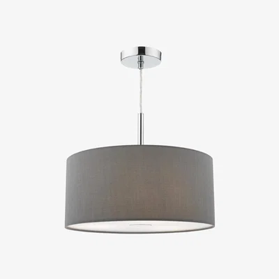 Knees dar lighting Ron1039 Ronda 40cm 3 Light Pendant Slate Grey With Diffuser