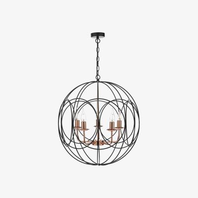 Knees dar lighting Pho0522 Phoenix 5 Light Pendant Black and Copper