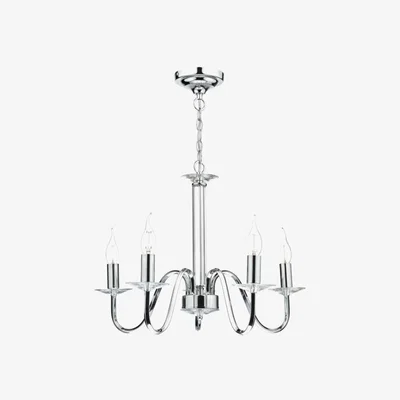 Knees Dar Lighting PIQ0550 Pique 5 Light Polished Chrome Clear Crystal Detail