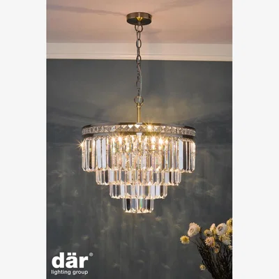 Knees dar lighting Vya0475 Vyana 4 Light Pendant Antique Brass Crystal