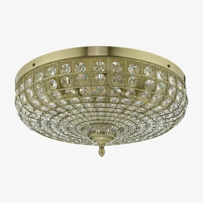 Knees dar lighting ASM5475 Asmara 5 Light Flush Antique Brass Crystal