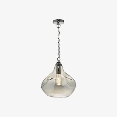 Knees dar lighting ESA0110 Esarosa 1 Light Pendant Black Chrome And Smoked Glass
