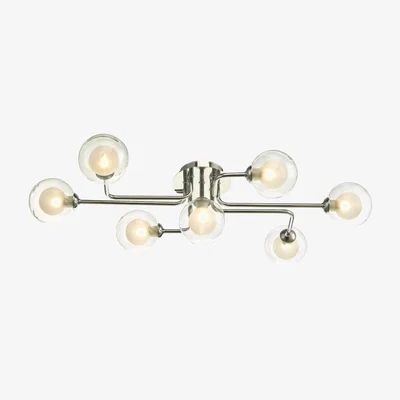 Knees dar lighting Rey3450-04 Reyna 7 Light Semi Flush Polished Chrome With Clear/Opal Glass