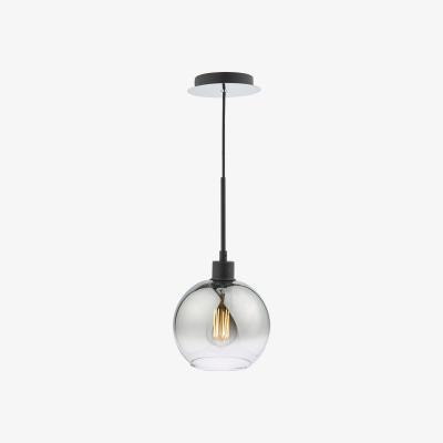 Knees dar lighting Lyc8622 Lycia 1 Light Single Pendant Matt Black Ombre Smoked Glass