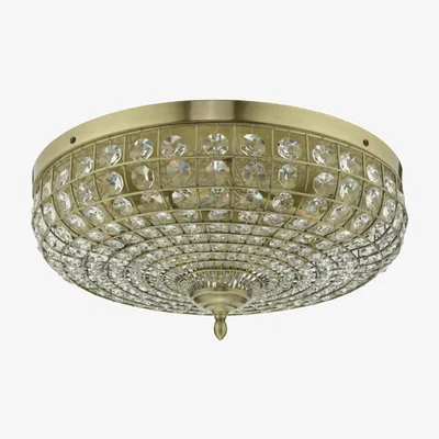 Knees dar lighting ASM5475 Asmara 5 Light Flush Antique Brass Crystal