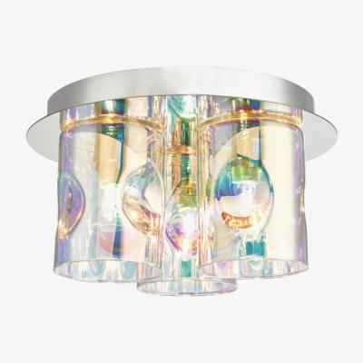 Knees dar lighting INT5350 Inter 3 Light Flush Pol Chrome and Iridised Glass